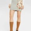 ESPRIT Mit Floralem Jacquard-Muster - Mini Skirt - Light Grey New