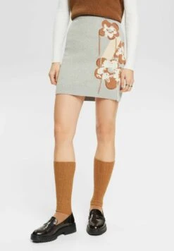 ESPRIT Mit Floralem Jacquard-Muster - Mini Skirt - Light Grey New