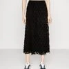 Vila Viamellia Fluffy Midi Skirt - Maxi Skirt - Black