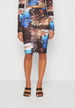 Jaded London Tissue Skirt Scribble Dream Print - Pencil Skirt - Black