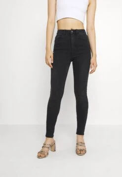 Pieces Pchighfive Flex - Jeans Skinny Fit - Dark Grey Denim