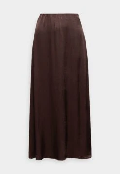 Cassandra Midi Plain Skirt - A-Line Skirt - Brown
